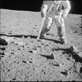 Collecting rocks on the Moon's surface. Credit: NASA Collecting rocks on the Moon's surface. Credit: NASA