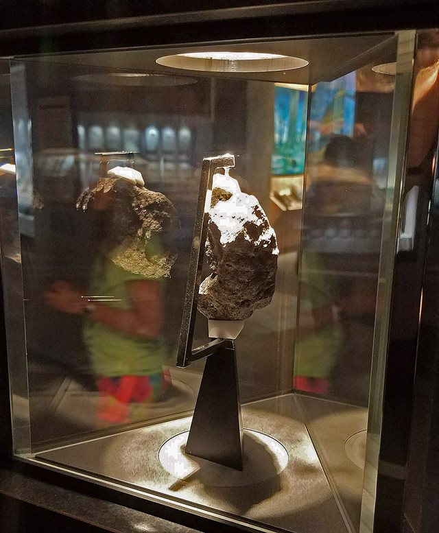 The Museum's moon rock exhibit The Museum's moon rock display